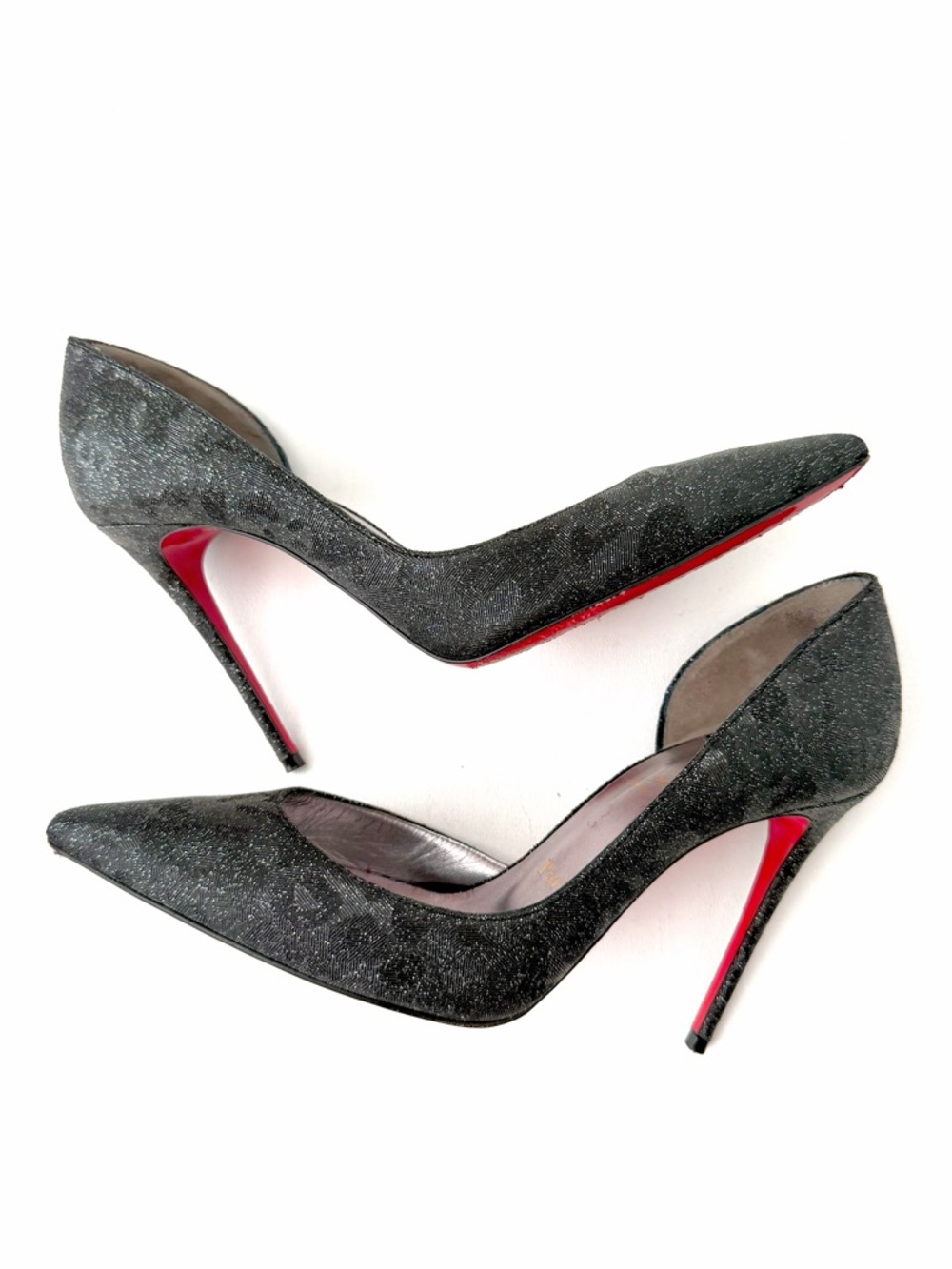 CHRISTIAN LOUBOUTIN || Iriza 100 Flintstar Glitter D’Orsay Heels EU 37.5 - Picture 4 of 14